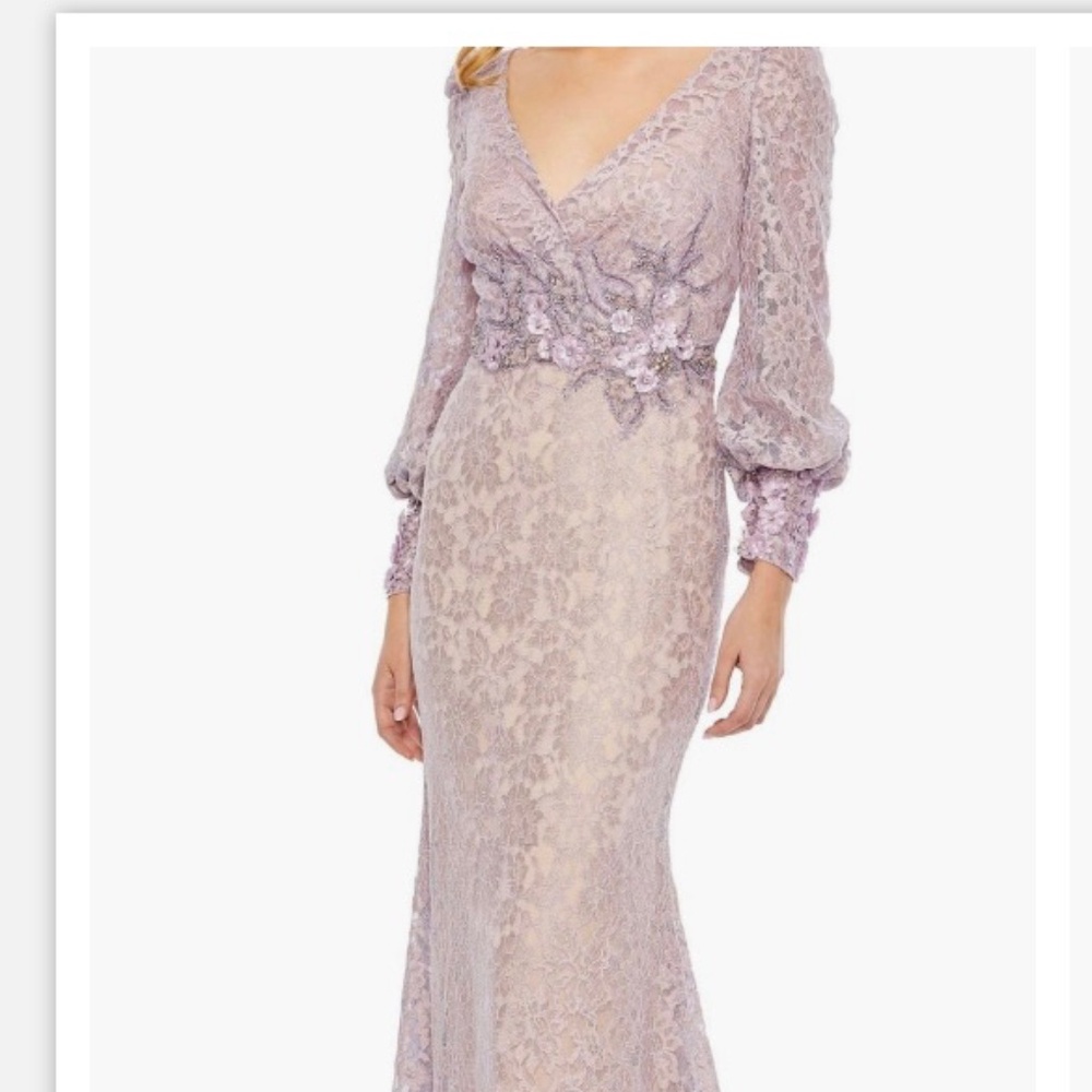Mac Duggal size 10 lilac lace gown